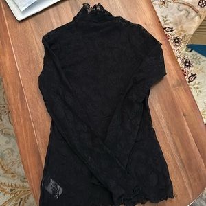 Wolford black lace mock neck top